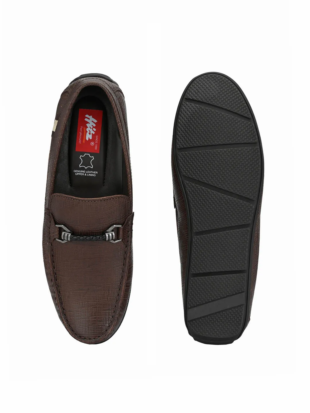 HITZ8304 Men's Brown Leather Casual Slip-On Shoes