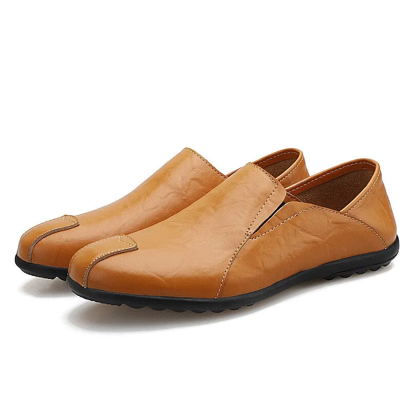 Hnzxzm Genuine Leather Men's Casual Shoes Luxury Brand Mens Loafers Flats Breathable Slip on Black Driving Shoes Plus Size 38-47