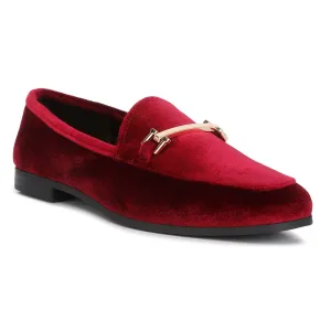 Horsebit Embellsihed Velvet Loafers