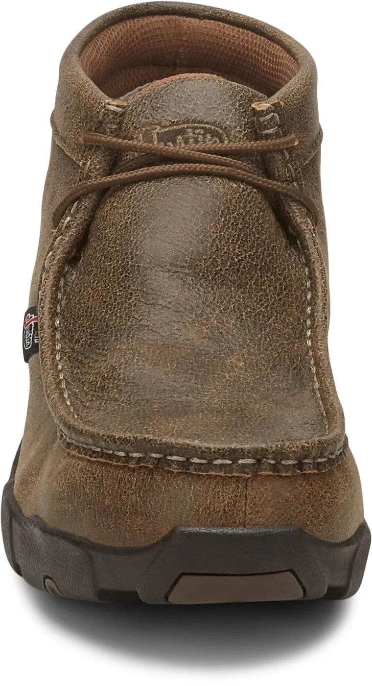 Justin Men's Cappie Distressed Tan Bomber Driving Moc Steel Toe Work Shoe 237