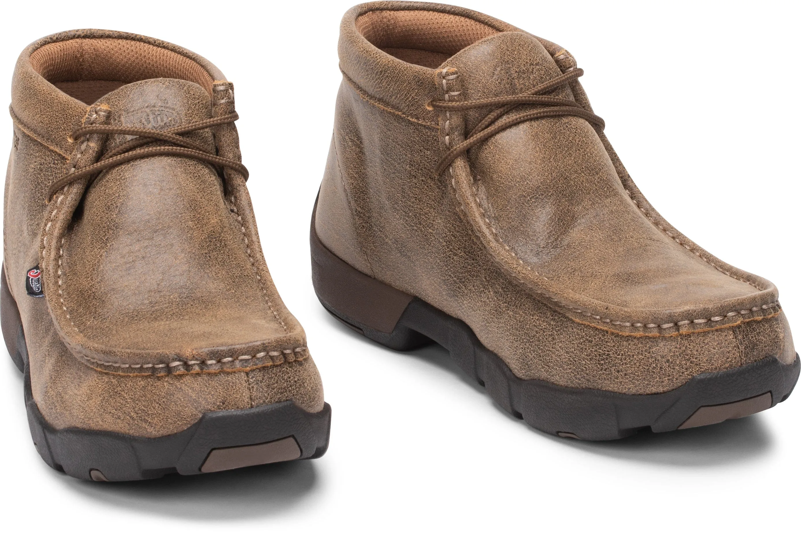 Justin Men's Cappie Distressed Tan Bomber Driving Moc Steel Toe Work Shoe 237