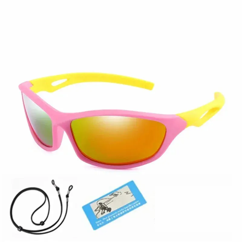 Kids Sport Style Polarized UV400 Mirror Outdoor Sunglasses with Rope