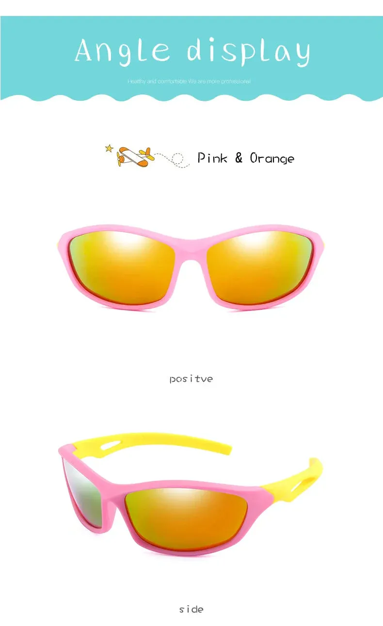 Kids Sport Style Polarized UV400 Mirror Outdoor Sunglasses with Rope