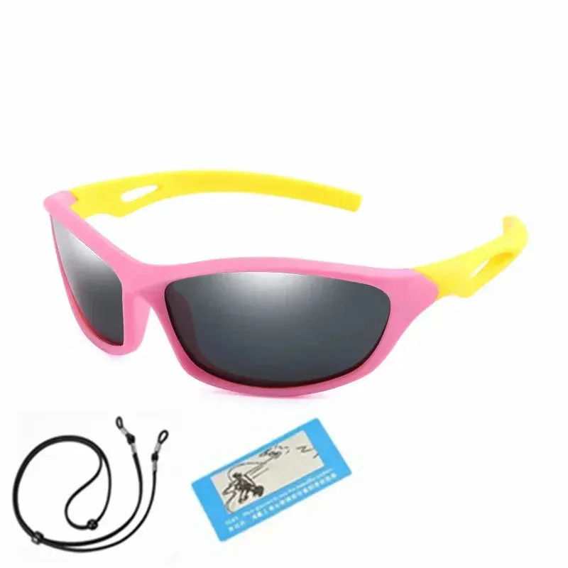 Kids Sport Style Polarized UV400 Mirror Outdoor Sunglasses with Rope