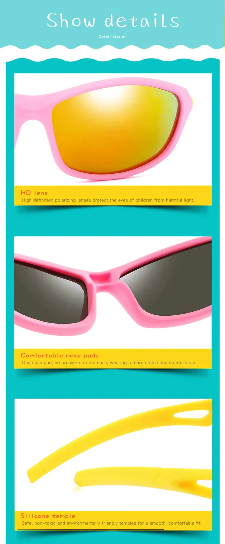 Kids Sport Style Polarized UV400 Mirror Outdoor Sunglasses with Rope