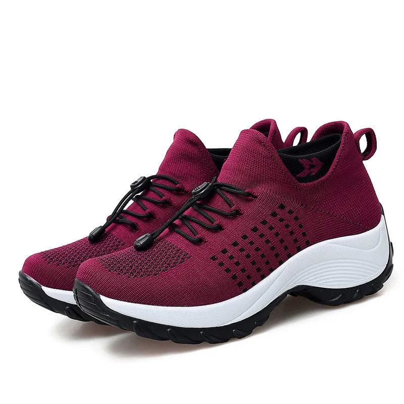 Lace Up Sock Walking Shoes