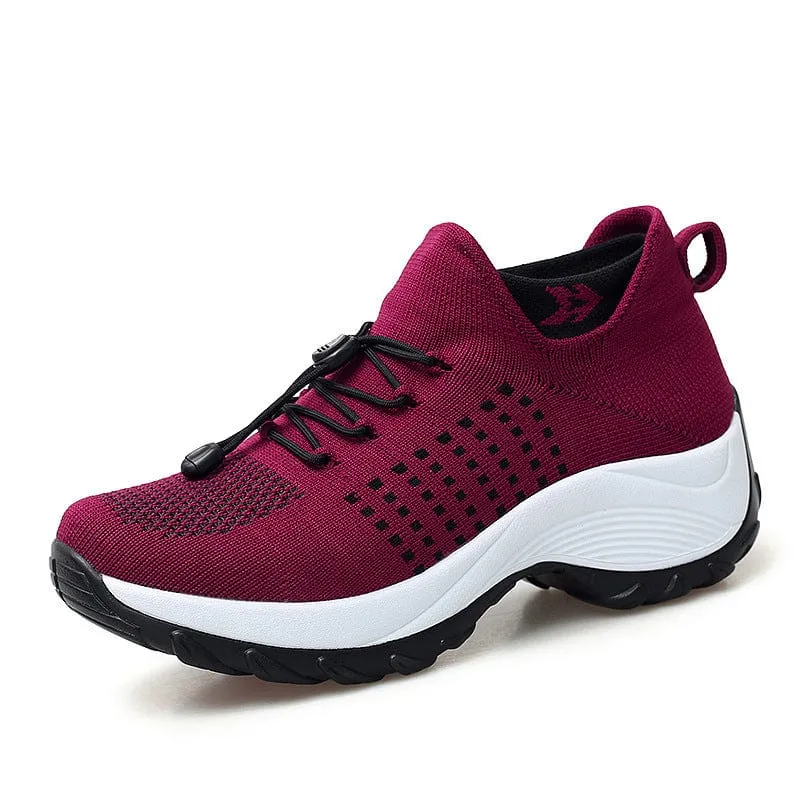 Lace Up Sock Walking Shoes