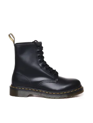 Leather Round Tip Lace-Up Boots