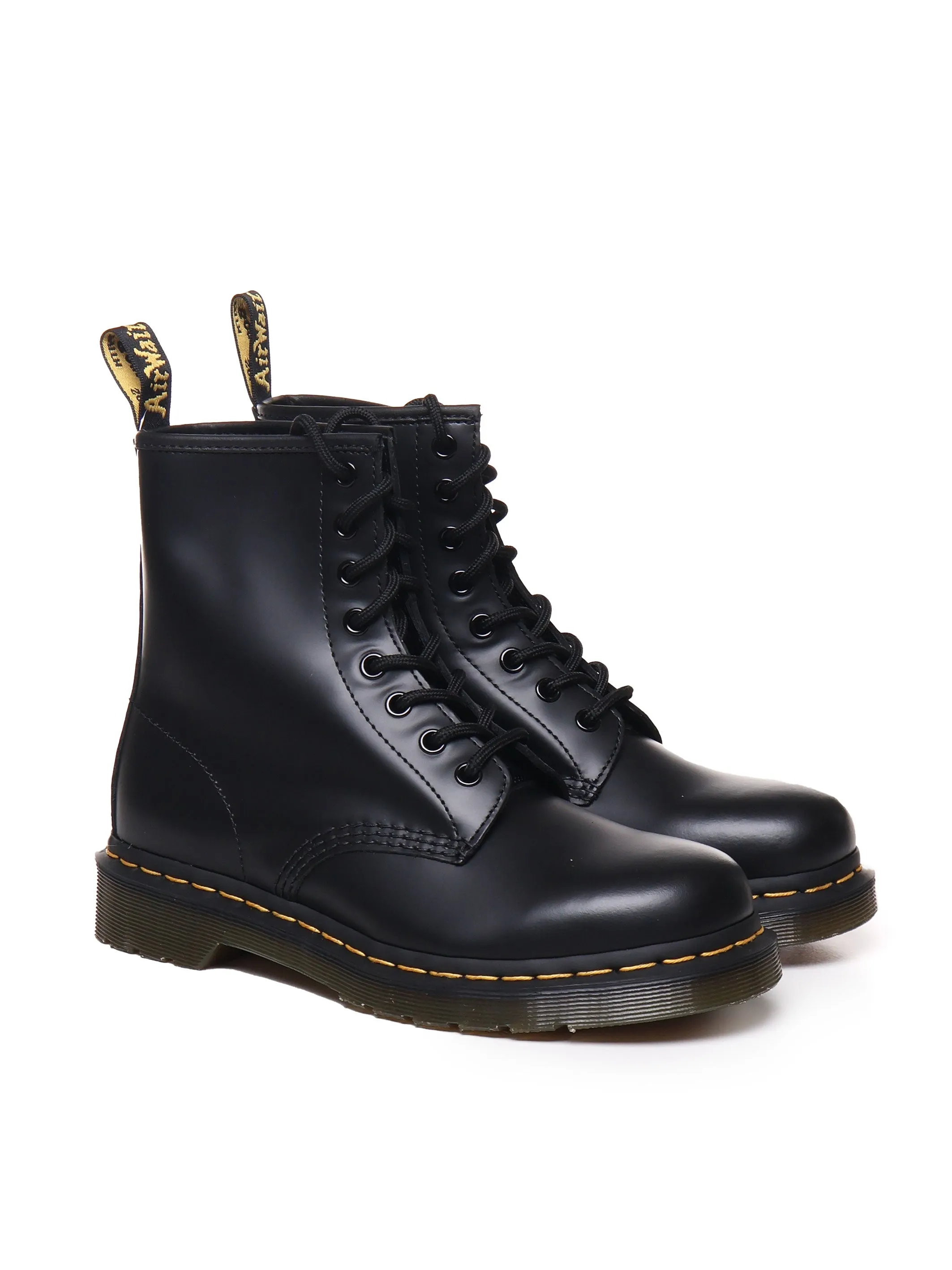 Leather Round Tip Lace-Up Boots