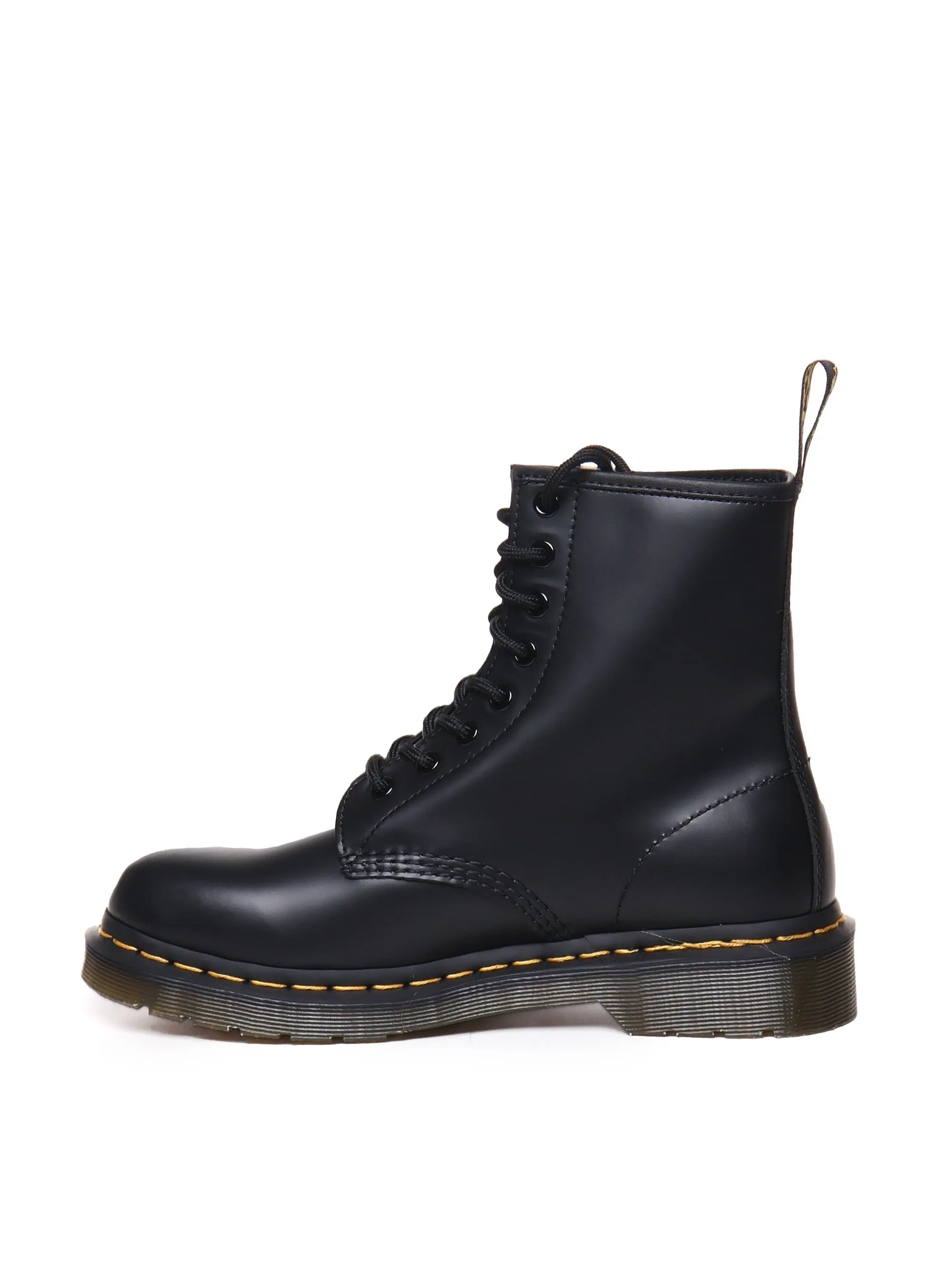 Leather Round Tip Lace-Up Boots