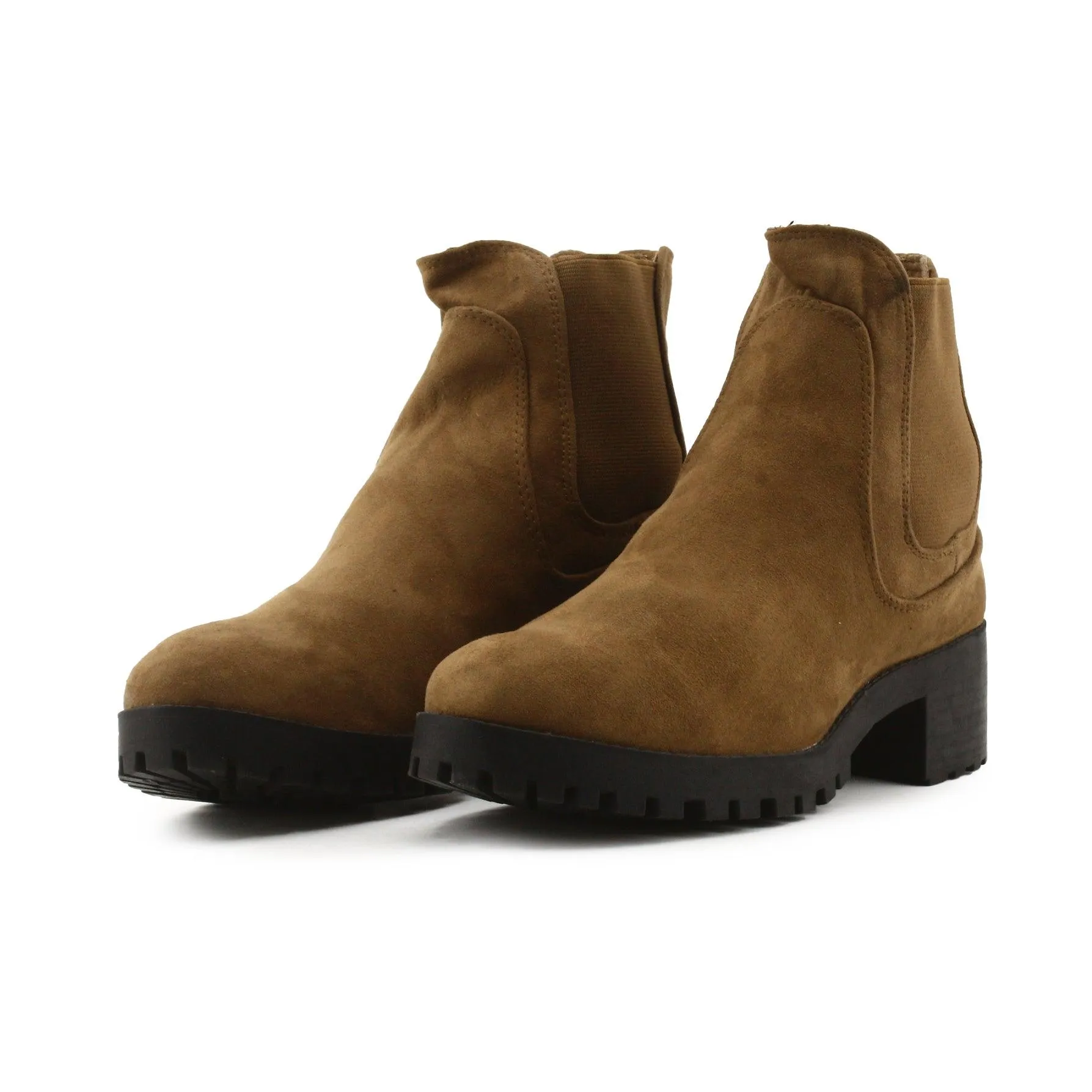 Lefties Stretchable Block Heels Chelsea Ankle Boots | Suede