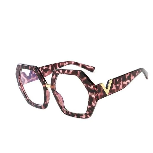 Leopard Fashion Women's Polygon Clear Glasses Reading Eyeglasses