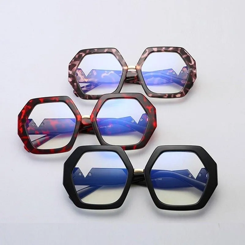 Leopard Fashion Women's Polygon Clear Glasses Reading Eyeglasses