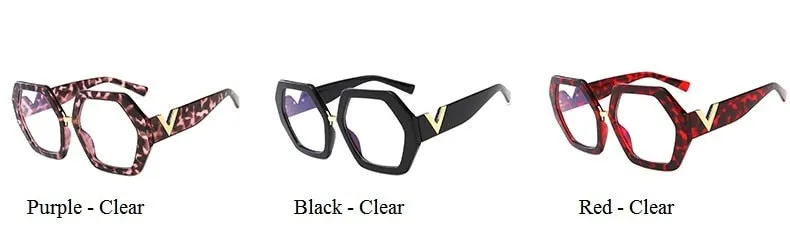 Leopard Fashion Women's Polygon Clear Glasses Reading Eyeglasses