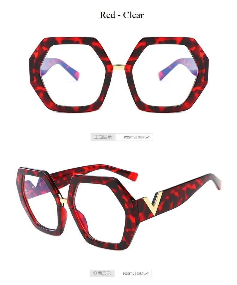 Leopard Fashion Women's Polygon Clear Glasses Reading Eyeglasses