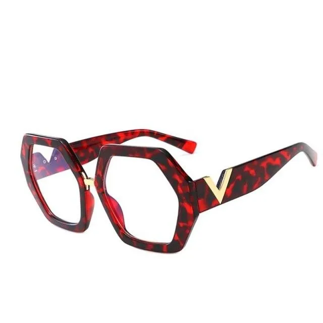 Leopard Fashion Women's Polygon Clear Glasses Reading Eyeglasses