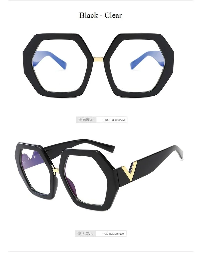 Leopard Fashion Women's Polygon Clear Glasses Reading Eyeglasses