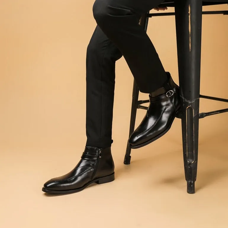 LuxeZip Exotic Leather Round Toe Ankle Boots