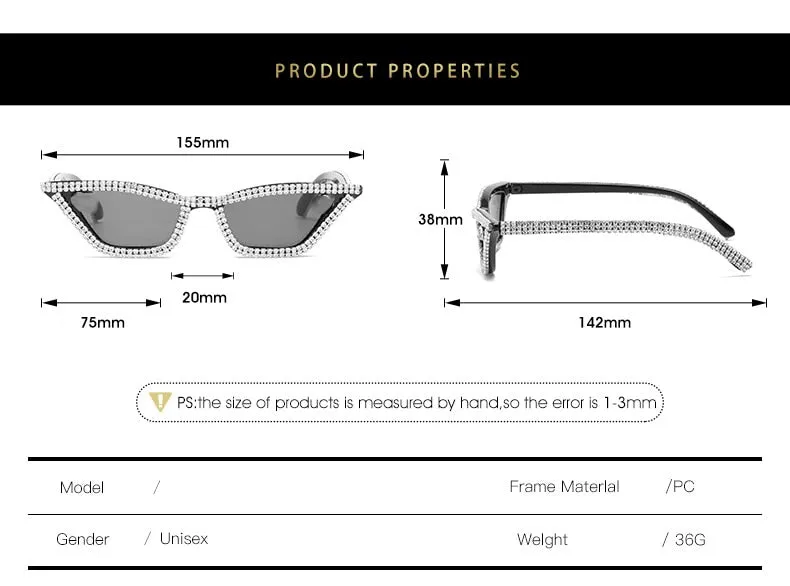 Luxury Crystal Diamond Cat Eyes Anti-reflective Sunglasses for Women
