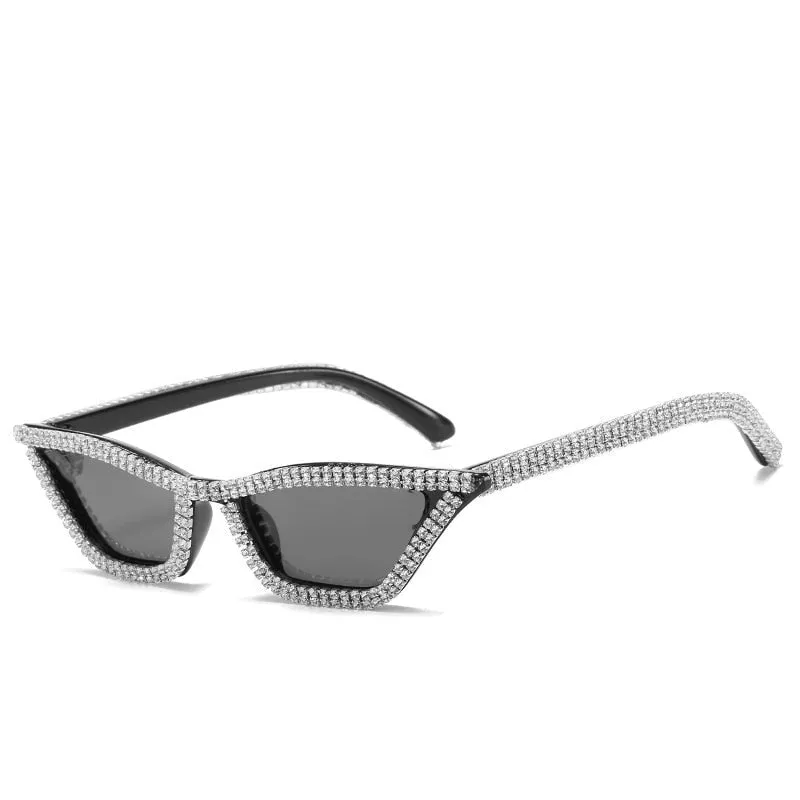 Luxury Crystal Diamond Cat Eyes Anti-reflective Sunglasses for Women