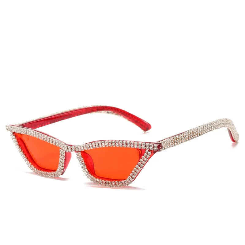 Luxury Crystal Diamond Cat Eyes Anti-reflective Sunglasses for Women