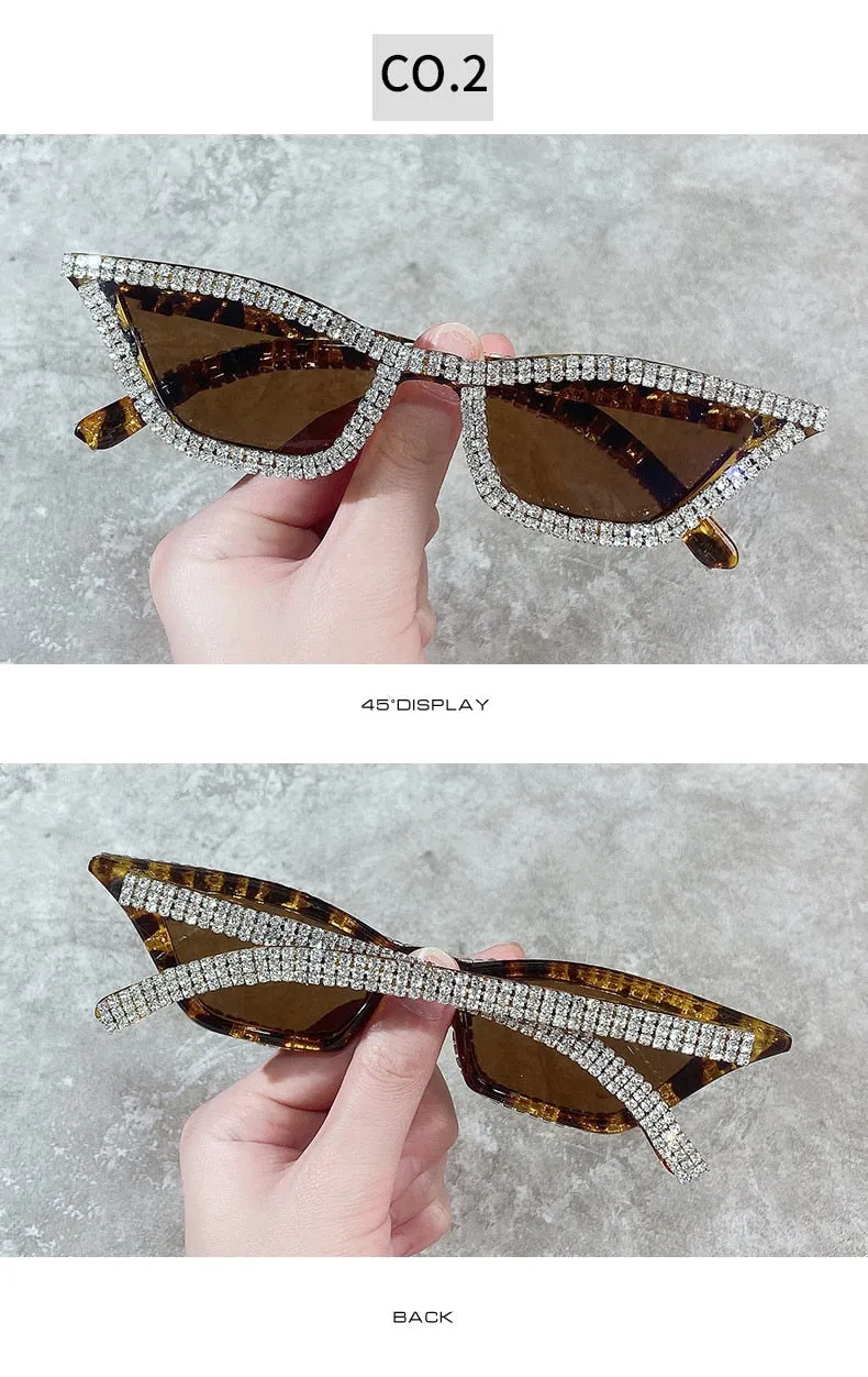 Luxury Crystal Diamond Cat Eyes Anti-reflective Sunglasses for Women