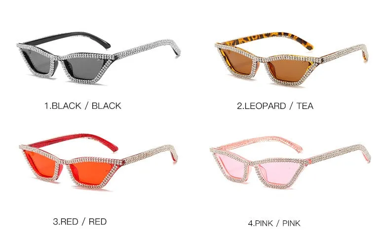Luxury Crystal Diamond Cat Eyes Anti-reflective Sunglasses for Women