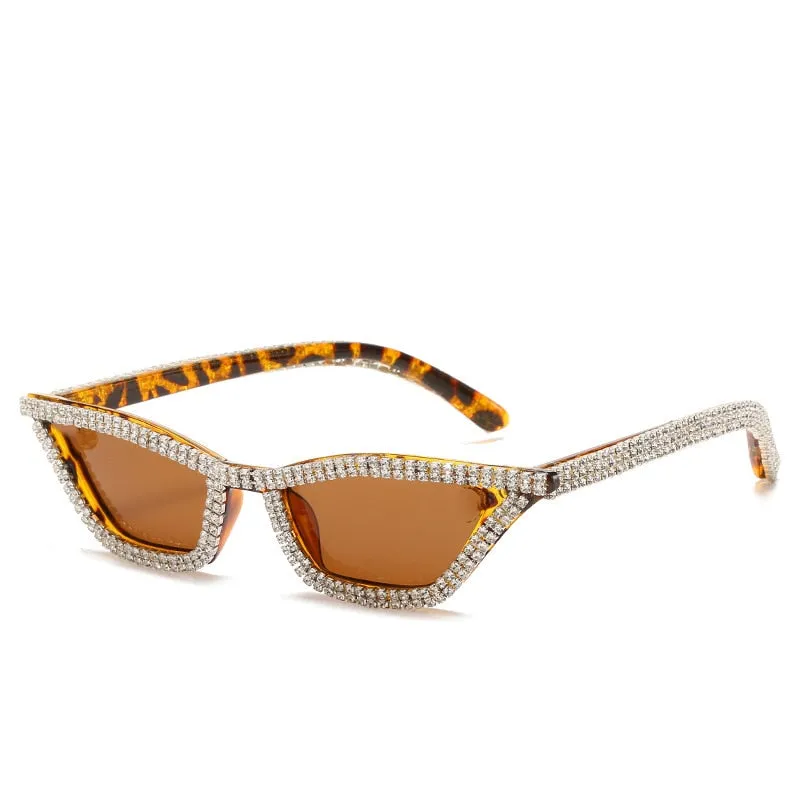 Luxury Crystal Diamond Cat Eyes Anti-reflective Sunglasses for Women