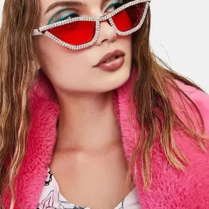 Luxury Crystal Diamond Cat Eyes Anti-reflective Sunglasses for Women