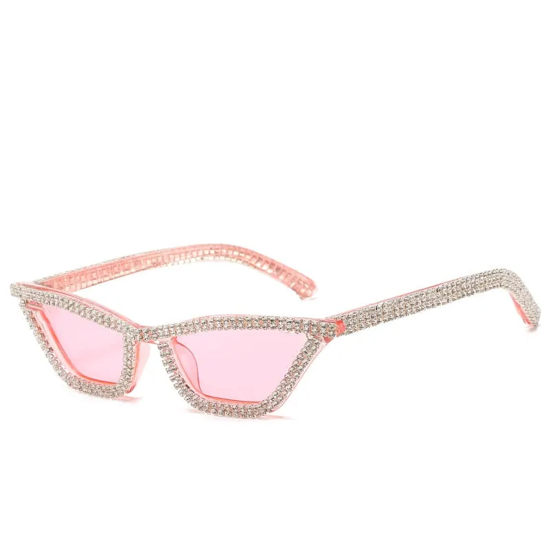 Luxury Crystal Diamond Cat Eyes Anti-reflective Sunglasses for Women