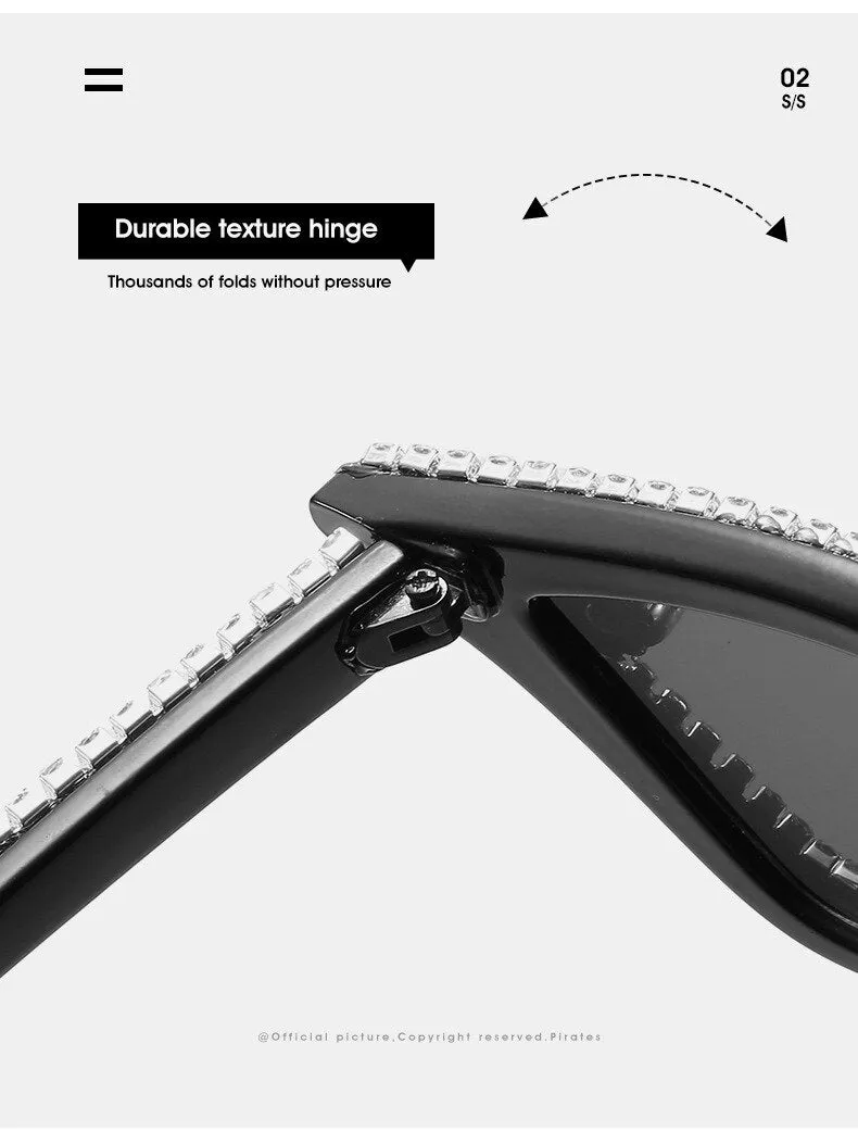 Luxury Crystal Diamond Cat Eyes Anti-reflective Sunglasses for Women