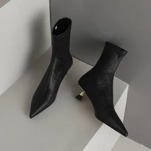 Mara Black Kitten Heel Ankle Boots