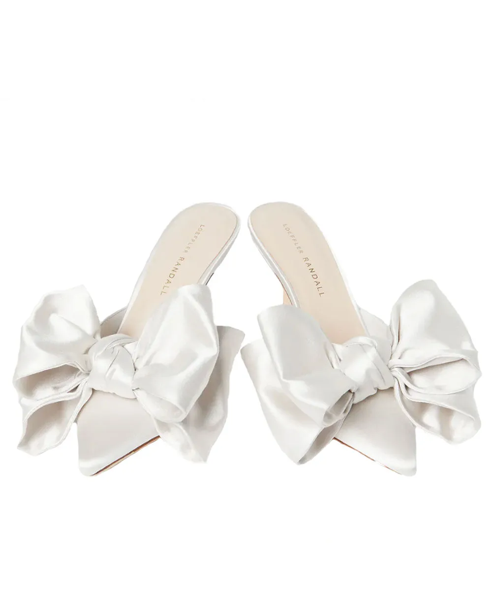 Margot Satin Bow Mule in Cream