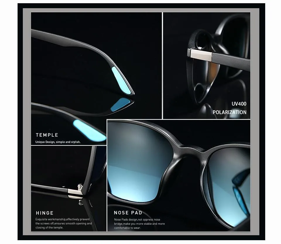 Men and Women Classic Design Polarized Square Frame Sungasses