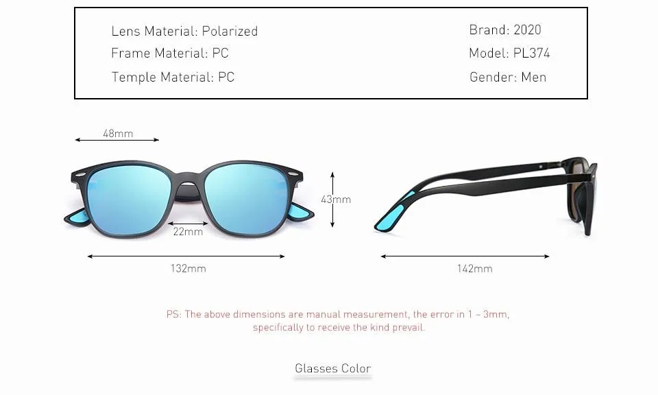 Men and Women Classic Design Polarized Square Frame Sungasses