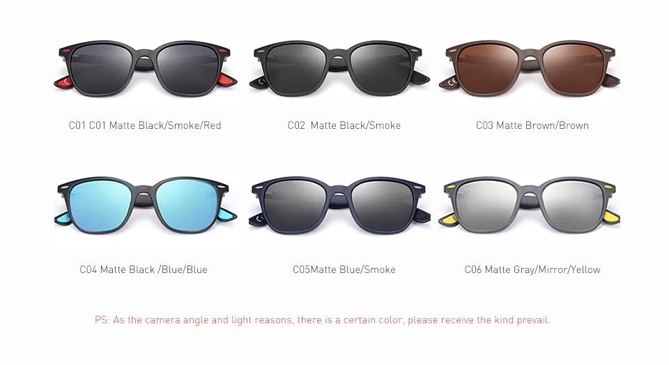Men and Women Classic Design Polarized Square Frame Sungasses