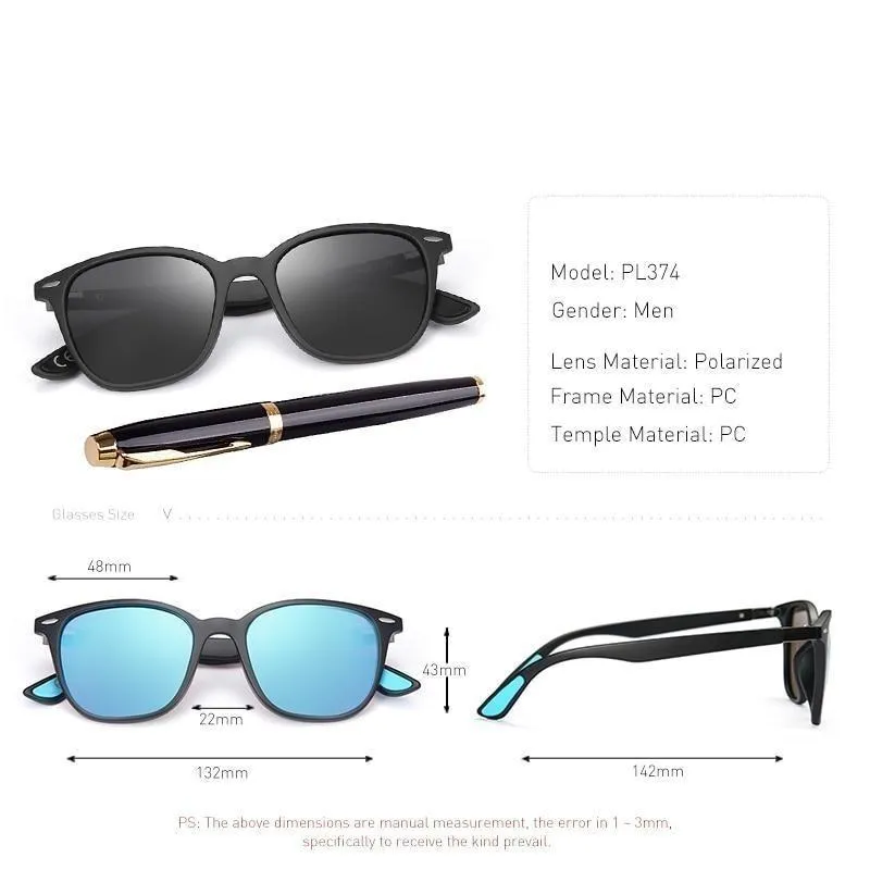 Men and Women Classic Design Polarized Square Frame Sungasses