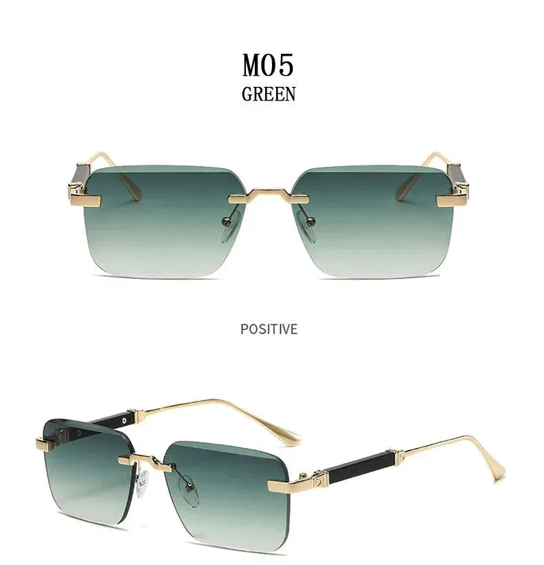 Men and Women Luxury Vintage Rimless UV400 Square Sunglasses