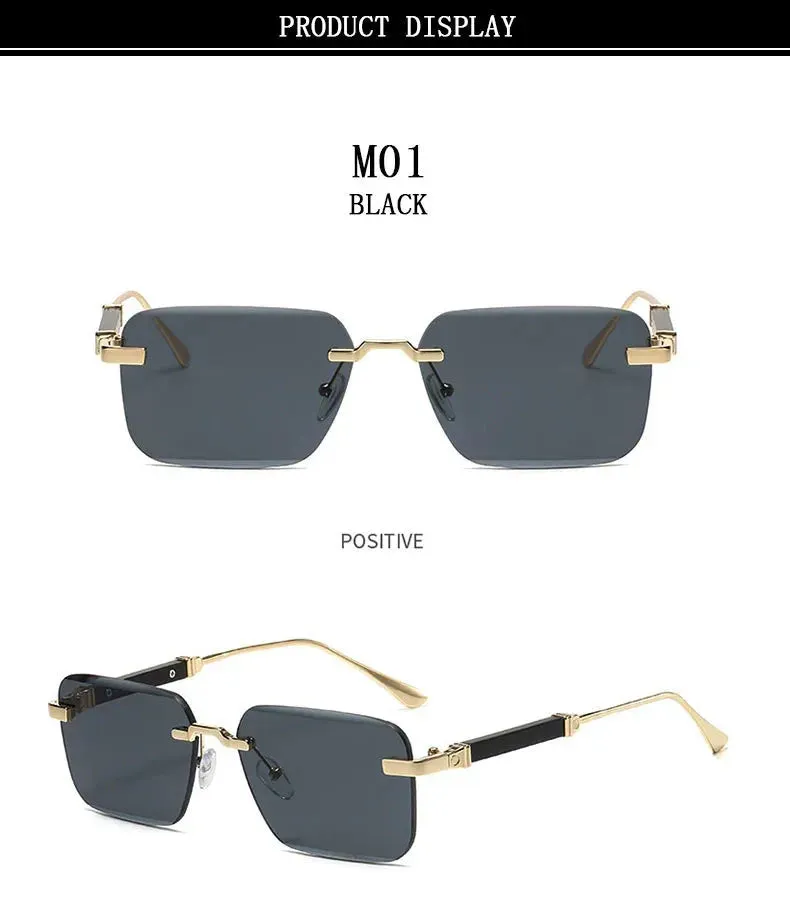 Men and Women Luxury Vintage Rimless UV400 Square Sunglasses