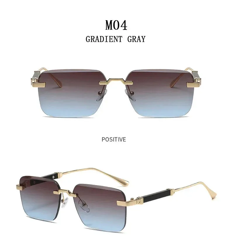 Men and Women Luxury Vintage Rimless UV400 Square Sunglasses
