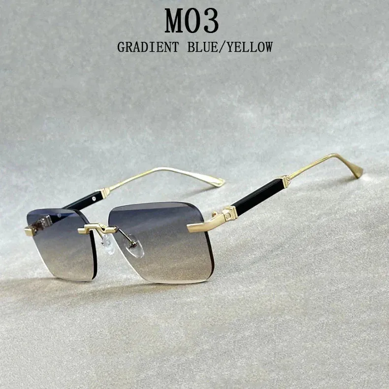 Men and Women Luxury Vintage Rimless UV400 Square Sunglasses