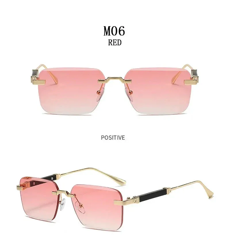 Men and Women Luxury Vintage Rimless UV400 Square Sunglasses