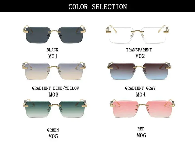 Men and Women Luxury Vintage Rimless UV400 Square Sunglasses