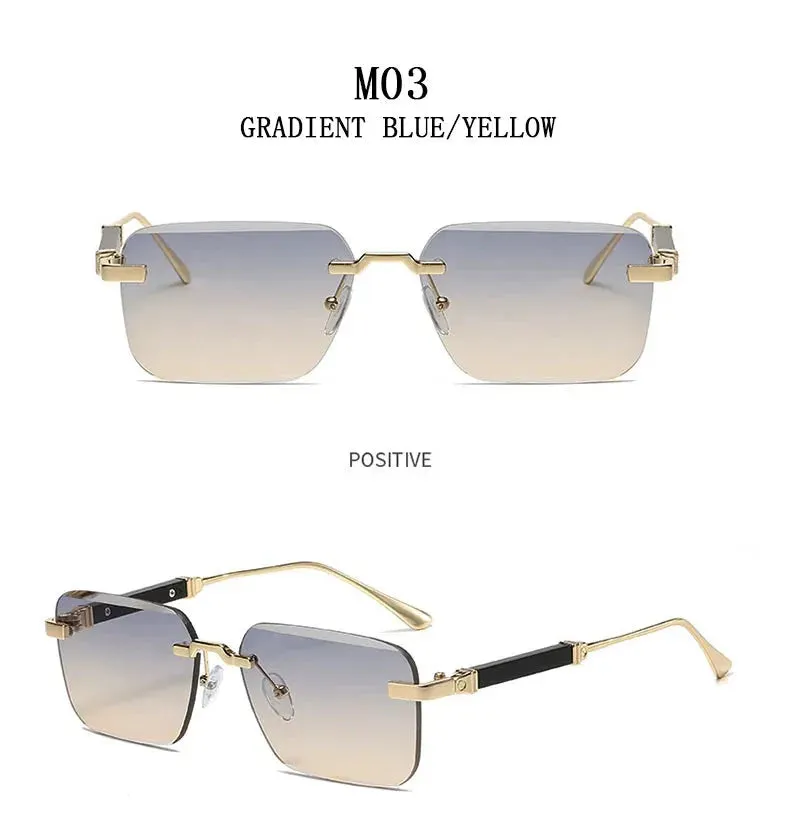 Men and Women Luxury Vintage Rimless UV400 Square Sunglasses