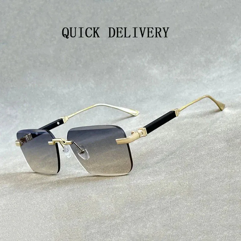 Men and Women Luxury Vintage Rimless UV400 Square Sunglasses
