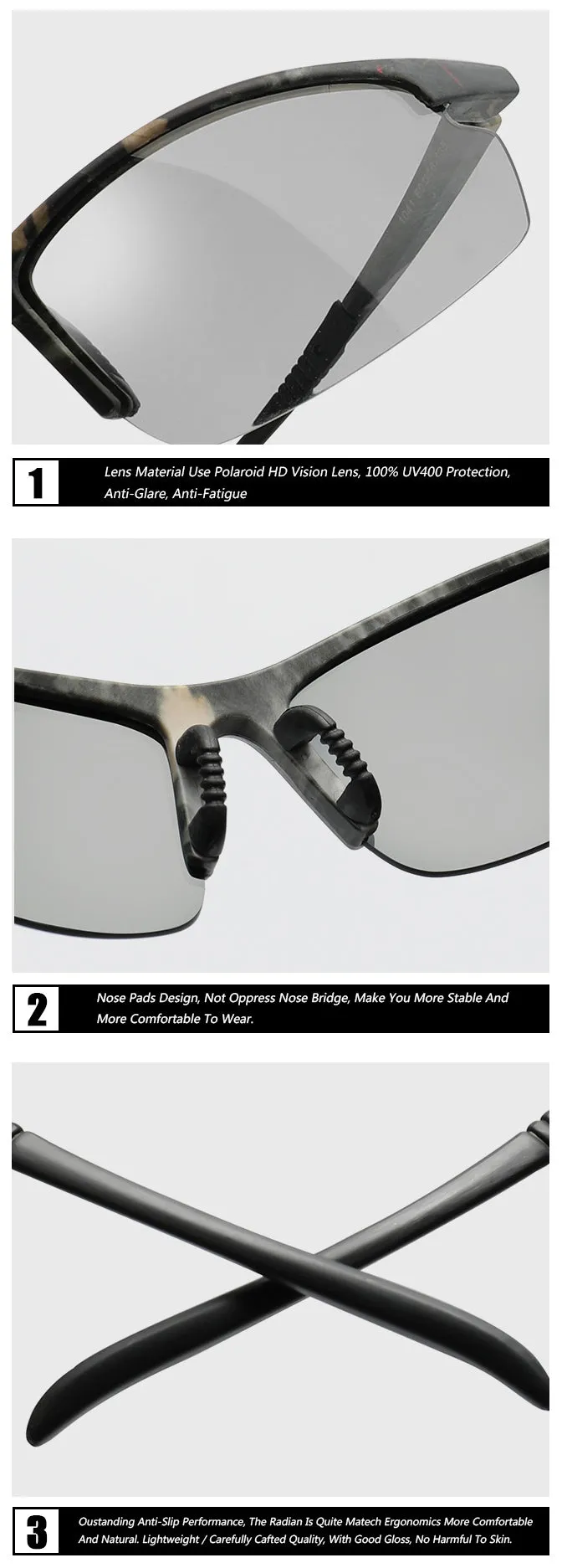 Men and Women Polarized Photochromic UV400 Cycling Sunglasses