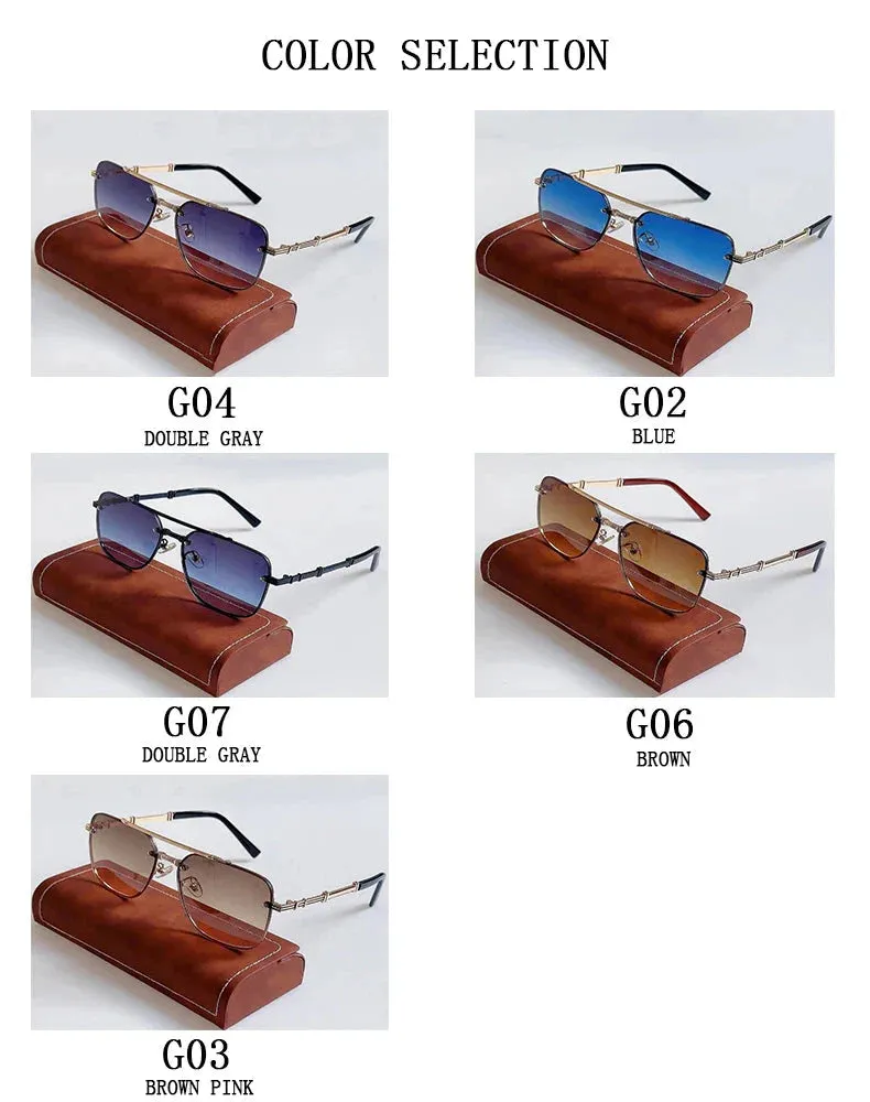 Men and Women Vintage Luxury Gradient Shade Square Sunglasses