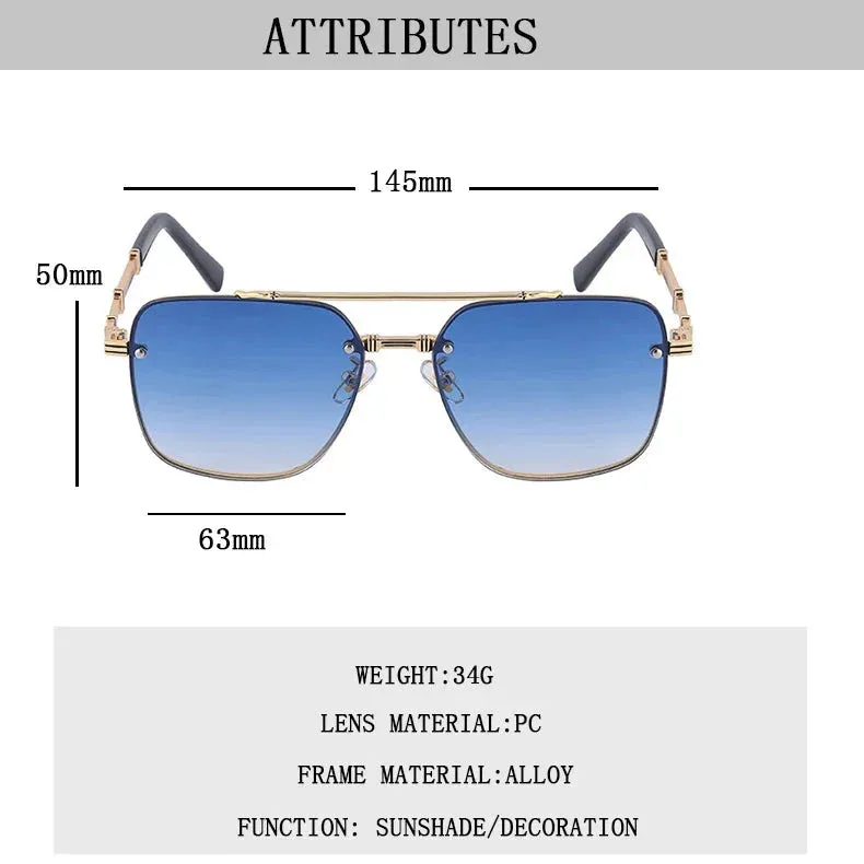 Men and Women Vintage Luxury Gradient Shade Square Sunglasses