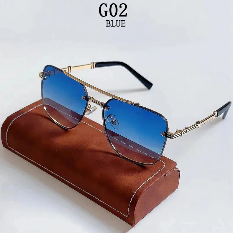 Men and Women Vintage Luxury Gradient Shade Square Sunglasses