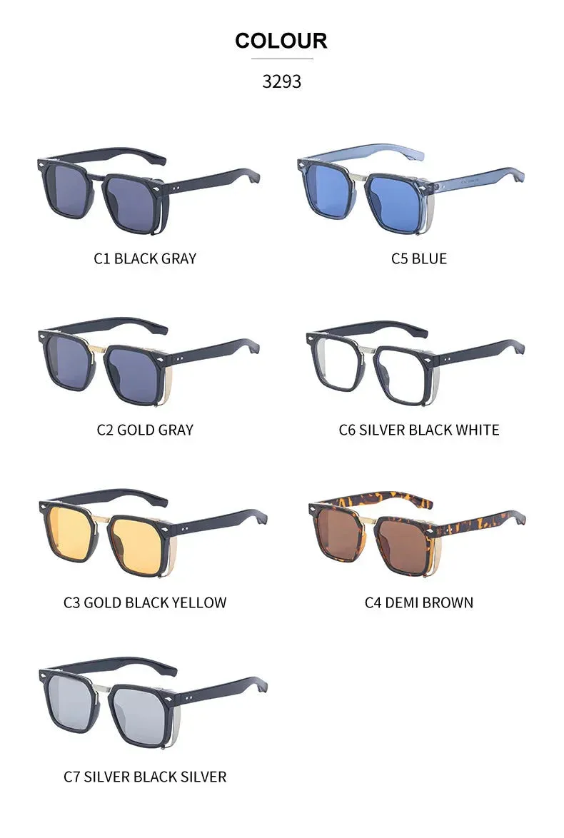 Men and Women Vintage Steampunk Style Anti-UV Square Sunglasses